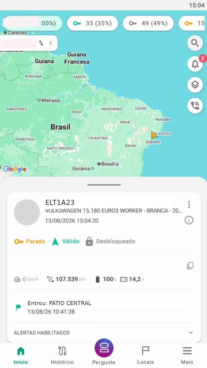 App com o mapa da frota