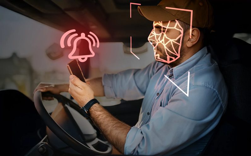 Motorista com reconhecimento facial e alerta de uso do celular